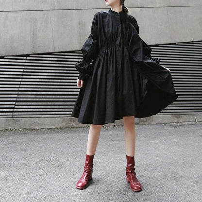 Asymmetrical Pleat  All-in-one Dress【TR1143】
