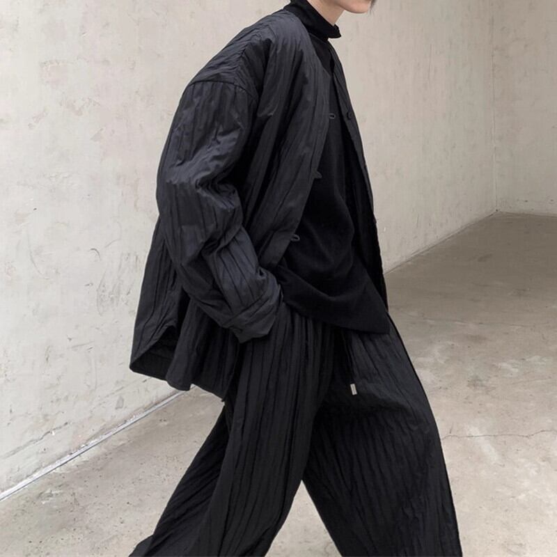 No-Collar Pleats Jacket【TR3101】