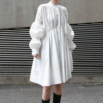 Asymmetrical Pleat  All-in-one Dress【TR1143】