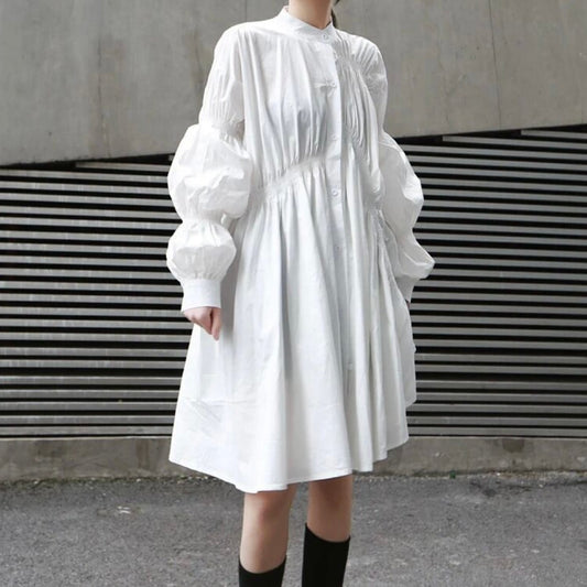 Asymmetrical Pleat  All-in-one Dress【TR1143】