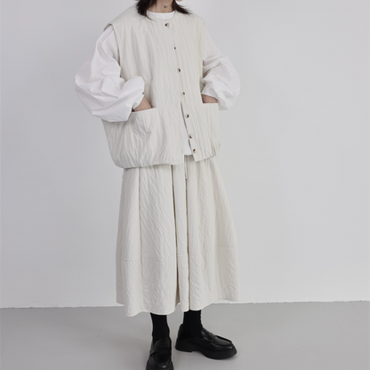 Pleats Simple Pocket Vest【TR3232】