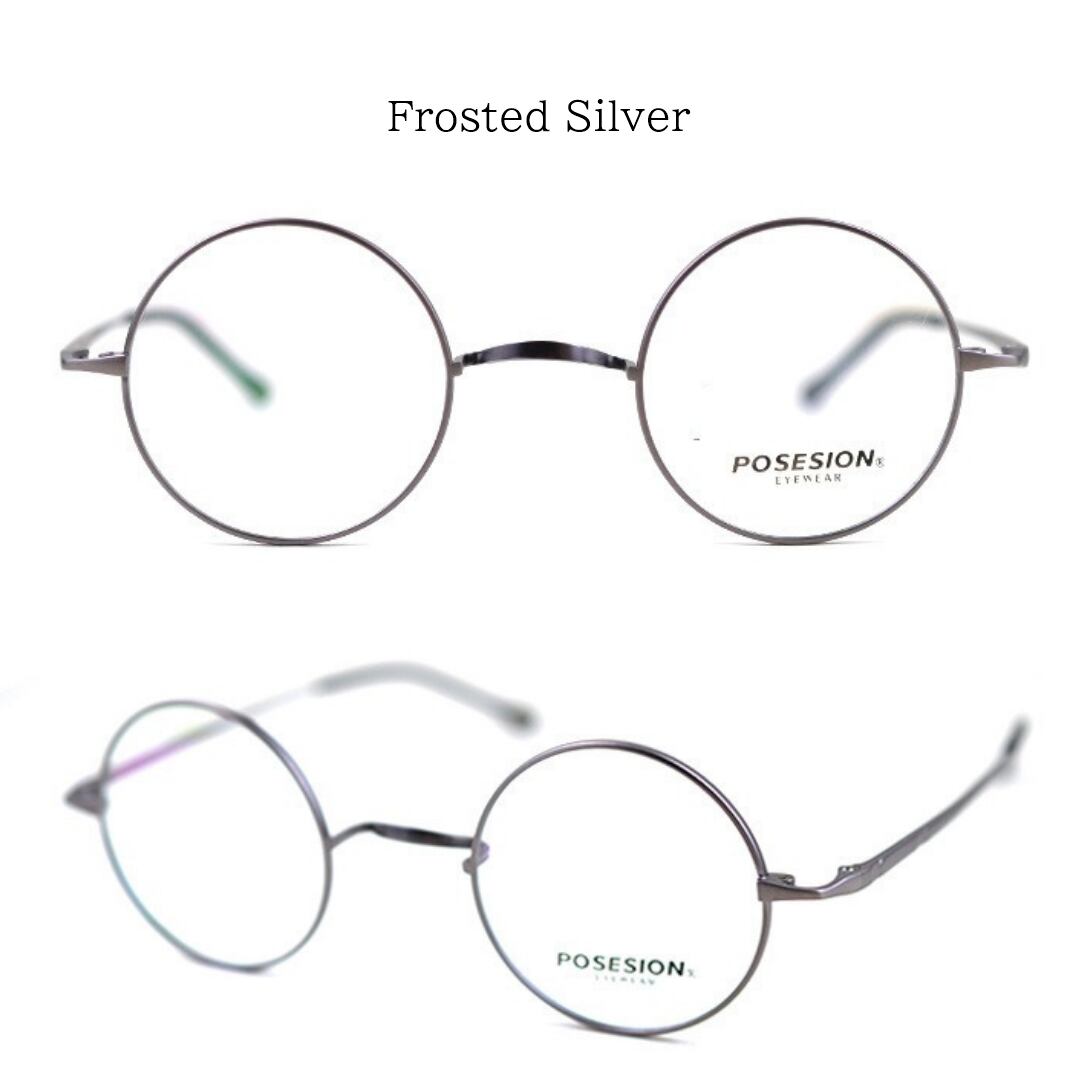 〈Titanium〉Vintage no nose Round Glasses【TR2570】