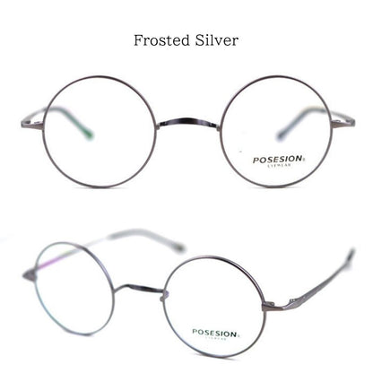 〈Titanium〉Vintage no nose Round Glasses【TR2570】