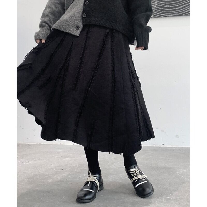 Knit Flare Frill Skirt【TR3185】
