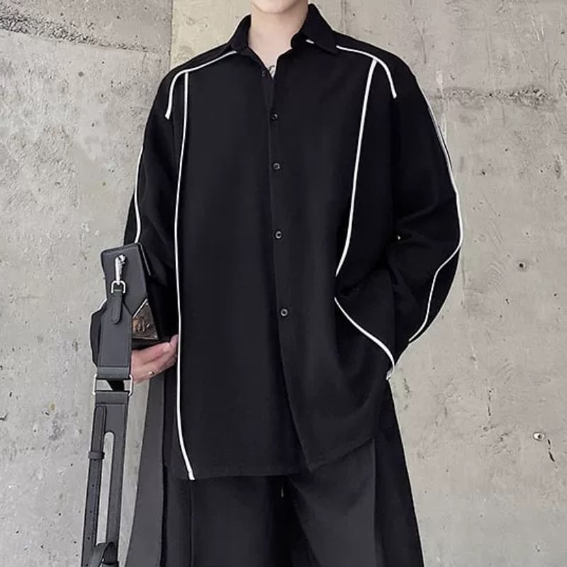 Contrast Piping Collared Shirt【TR3342】