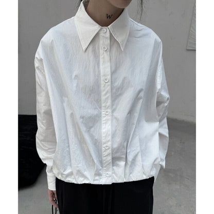 Crumply Simple Collared Shirt【TR3129】
