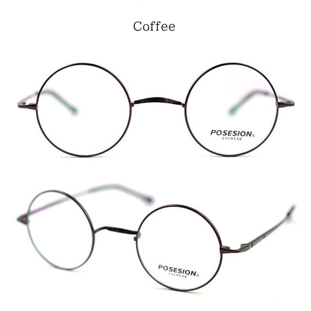 〈Titanium〉Vintage no nose Round Glasses【TR2570】