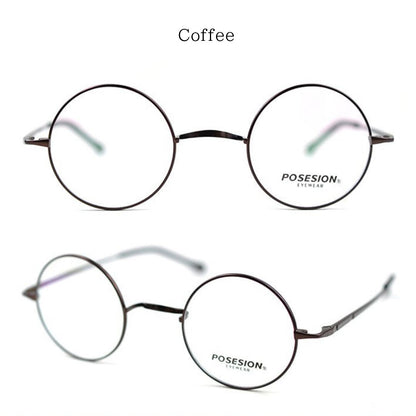 〈Titanium〉Vintage no nose Round Glasses【TR2570】