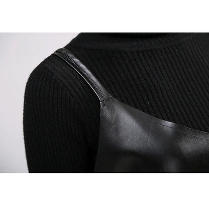 Pu Strap Leather All-in-One Dress【TR1210】