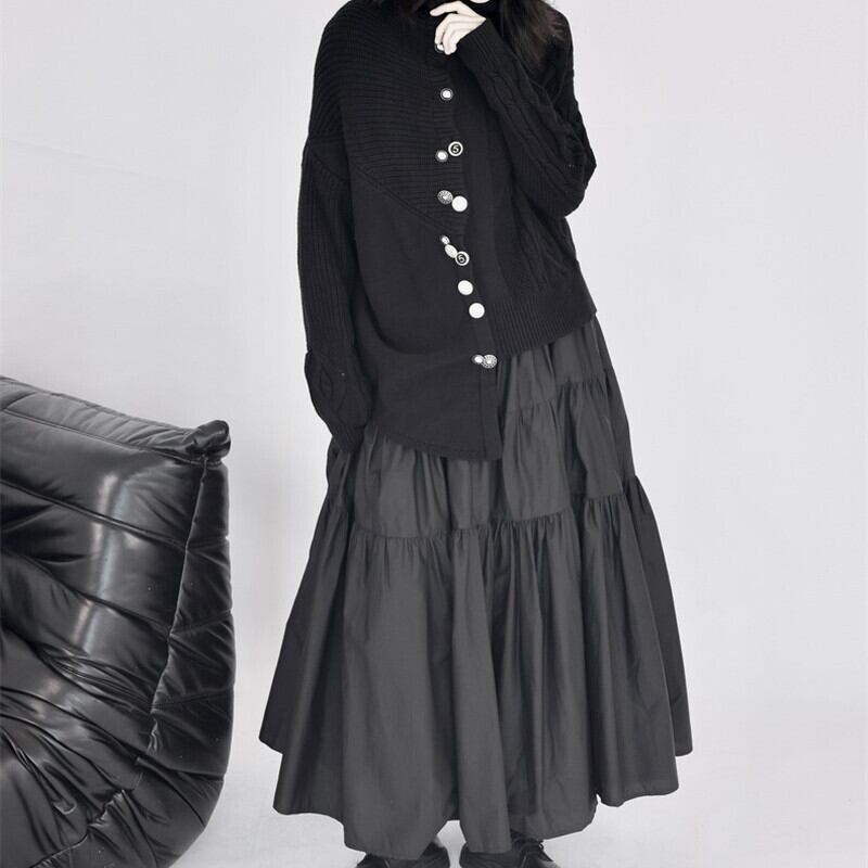 Asymmetry Off-Turtle Knit Jacket【TR3268】