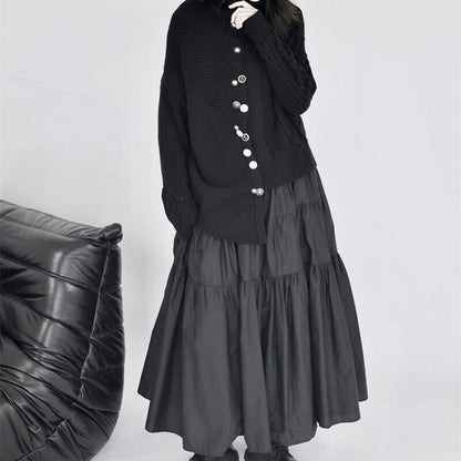 Asymmetry Off-Turtle Knit Jacket【TR3268】