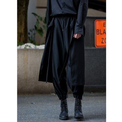 Waist Ribbon Layered-look Pants【TR3278】