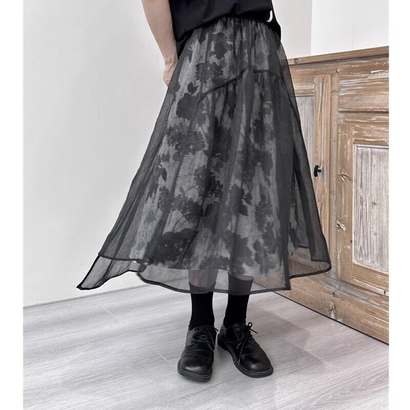 Flower Mesh Flare Skirt【TR3189】