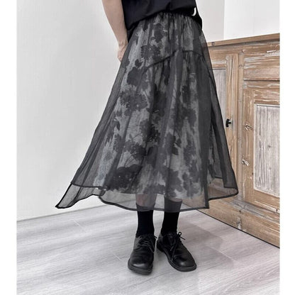 Flower Mesh Flare Skirt【TR3189】