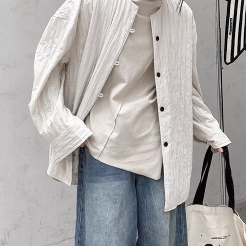 No-Collar Pleats Jacket【TR3101】