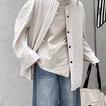 No-Collar Pleats Jacket【TR3101】
