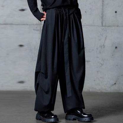 Drawstring Hem Wide Pants【TR3303】