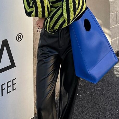 Leather Slit Flare Pants【TR3087】