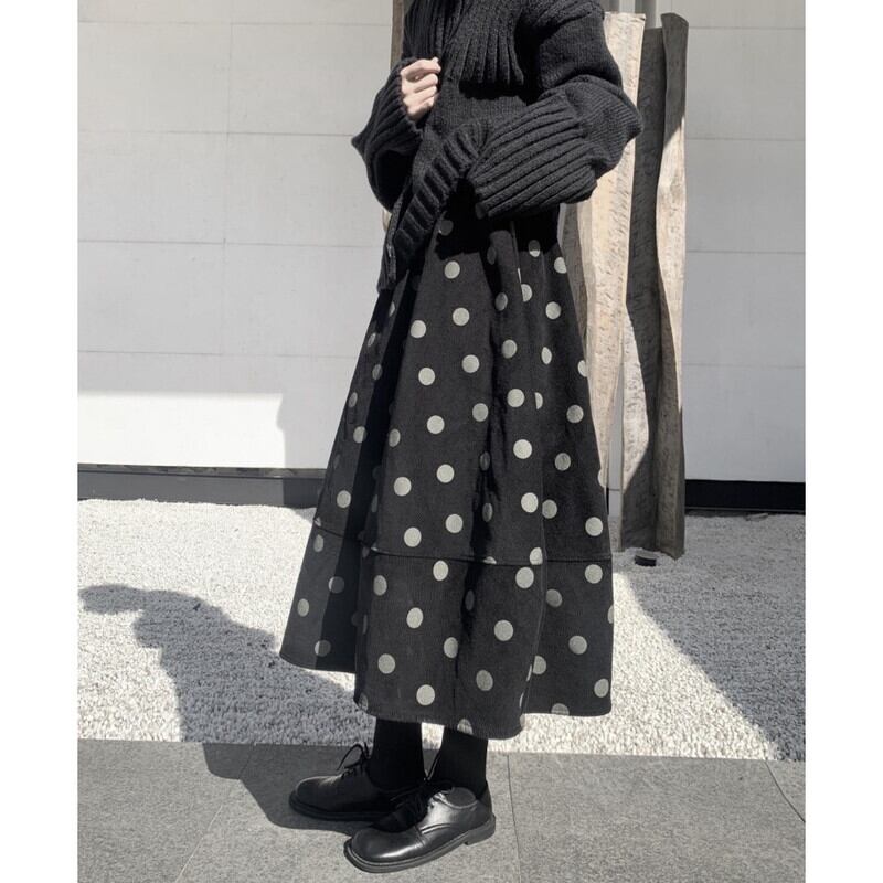 Corduroy Dot Balloon Skirt【TR3167】