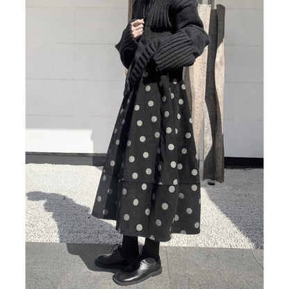 Corduroy Dot Balloon Skirt【TR3167】