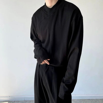 Asymmetric Curved Panel Long T-Shirt【TR3343】