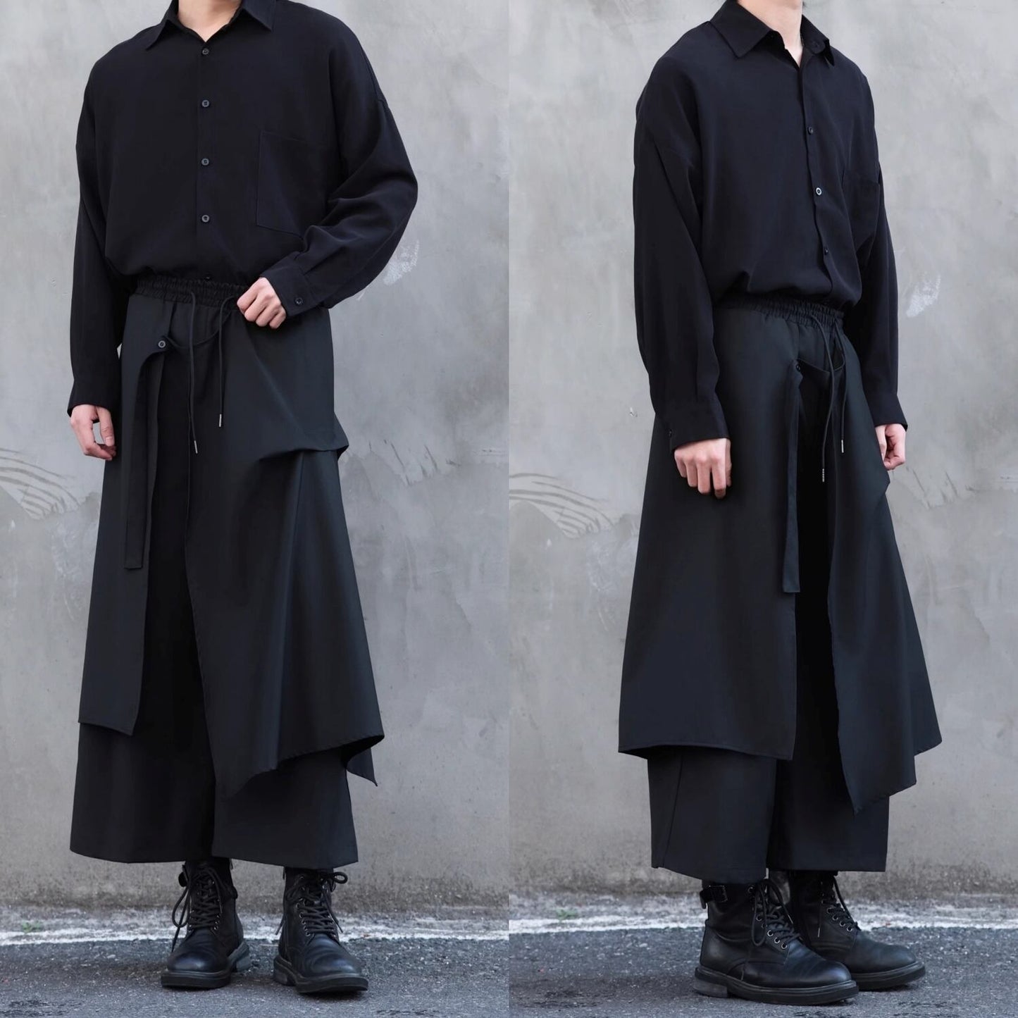 Layered-look Cropped Hakama Pants【TR3274】