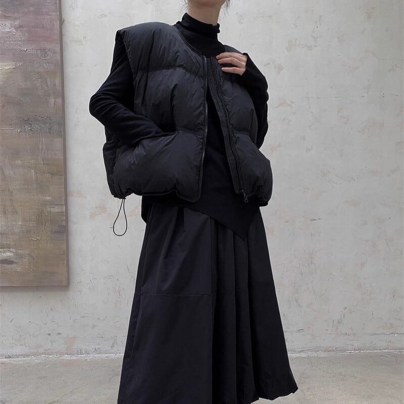 Quilting Round-Neck Jacket Vest【TR3233】