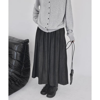 Denim Pleats Skirt【TR3176】