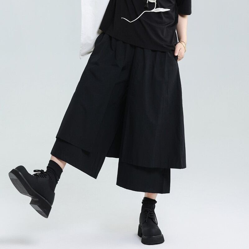 Wide Cropped Layered Pants【TR3221】