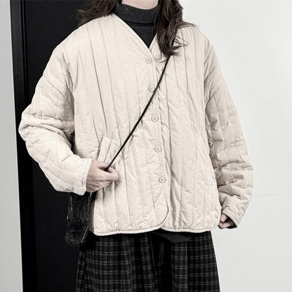No-Collar V-Neck Jacket【TR3256】