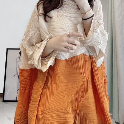 Tricolor Wrinkled All-in-one Dress【TR1454】