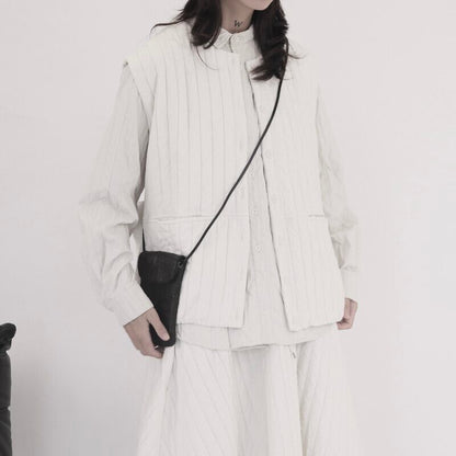 Loose Stripe Simple Vest【TR3243】