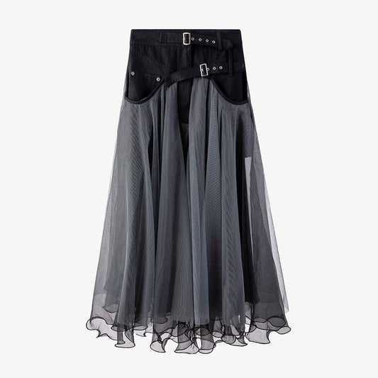 Mesh Tulle Belt Skirt【TR1308】