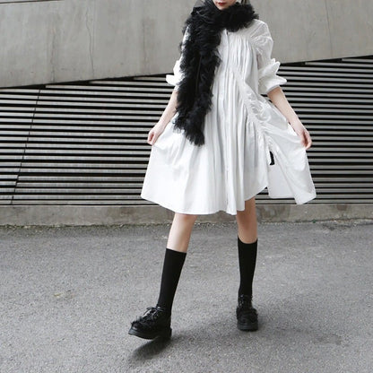 Asymmetrical Pleat  All-in-one Dress【TR1143】