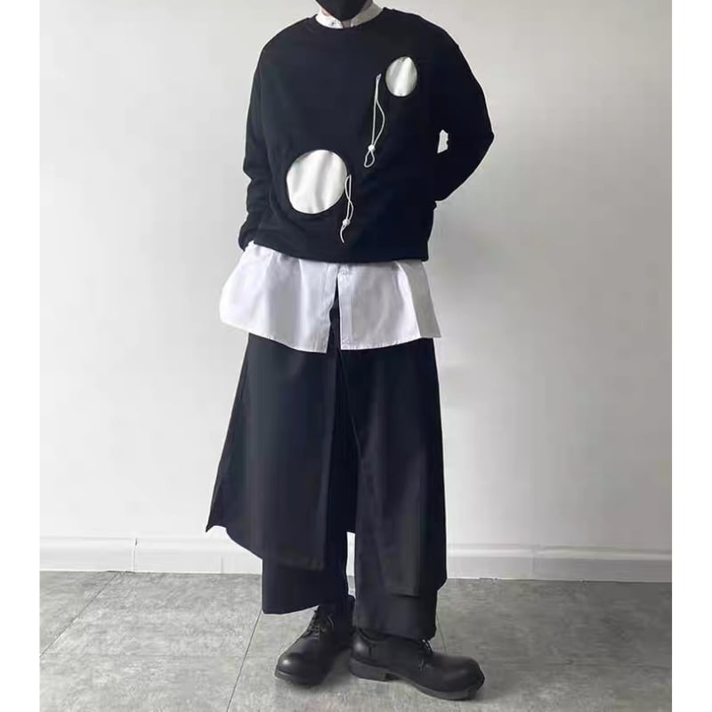 Contrast Cutout Long T-shirt【TR3345】