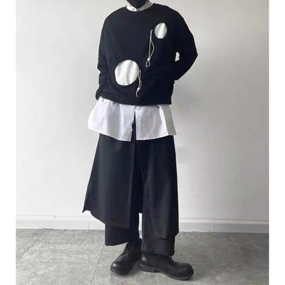 Contrast Cutout Long T-shirt【TR3345】