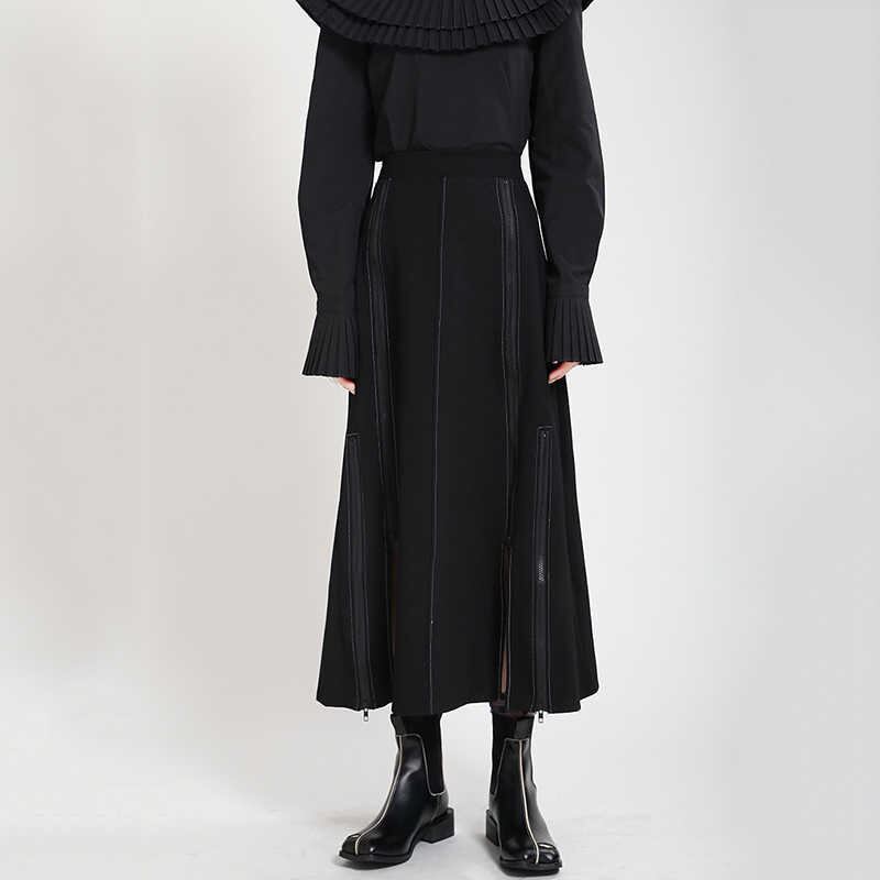 Long Nichi Fastener Skirt【TR1433】