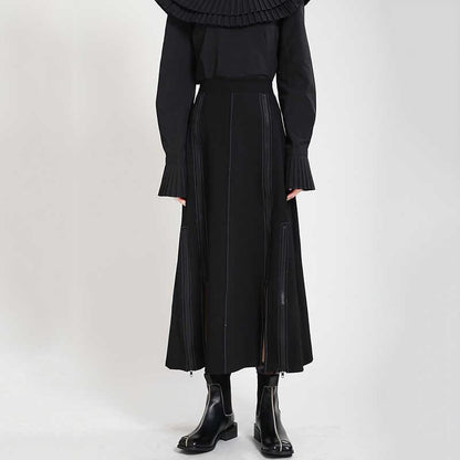 Long Nichi Fastener Skirt【TR1433】