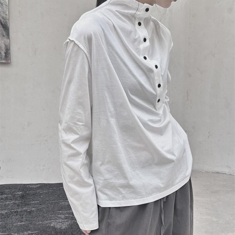 Half-Button Mock-Neck T-Shirt【TR3140】