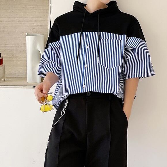 Hood Docking Stripe Shirt【TR1414】