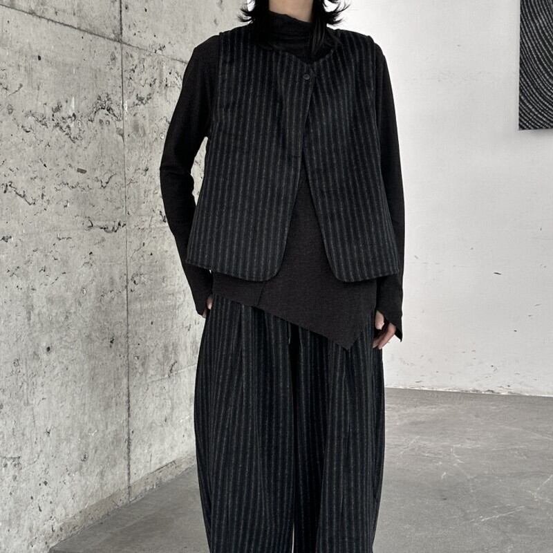 Stripe One-Button Vest【TR3235】