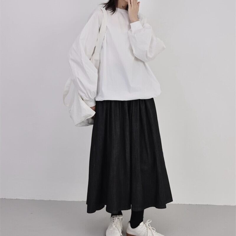 Drawstring Balloon-Sleeve Collared Shirt【TR3117】