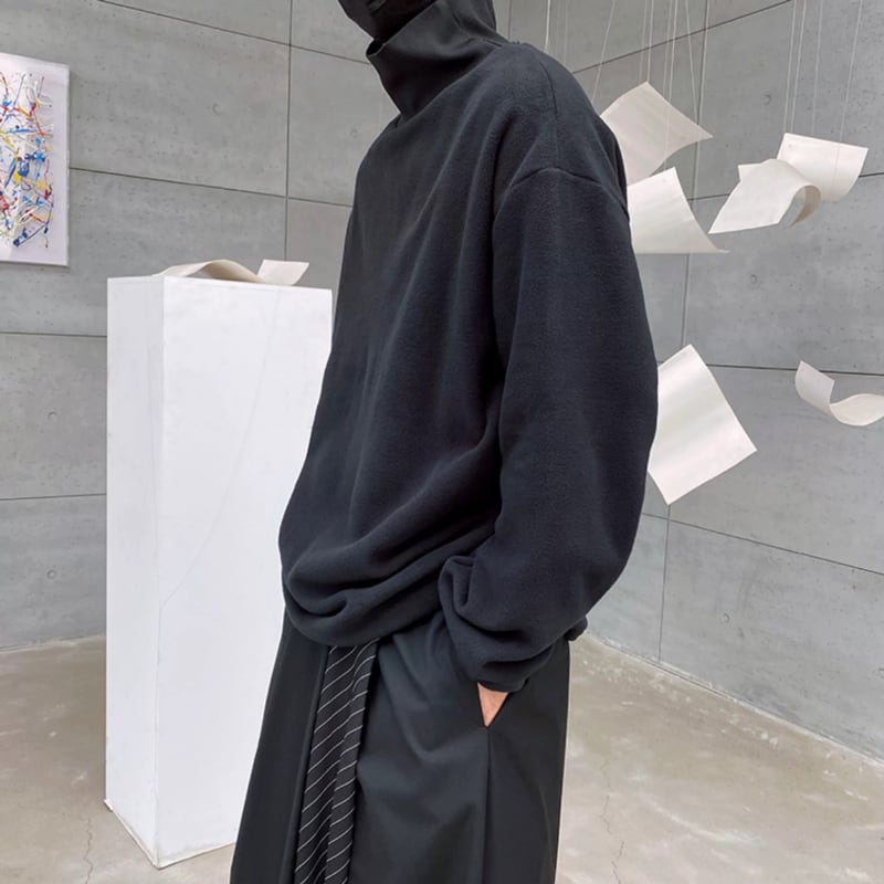 Oversized Fleece High-Neck T-shirt【TR3328】