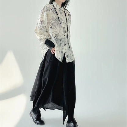 Water-Color Flower Collared Shirt【TR3121】