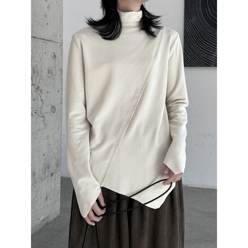 Asymmetry High-Neck T-Shirt【TR3138】