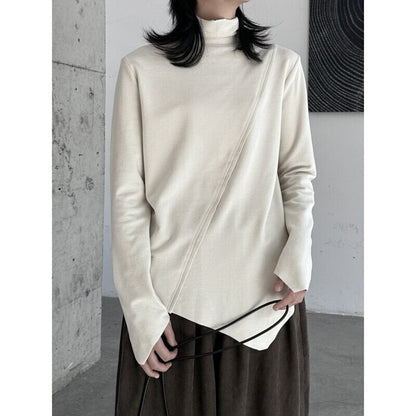 Asymmetry High-Neck T-Shirt【TR3138】