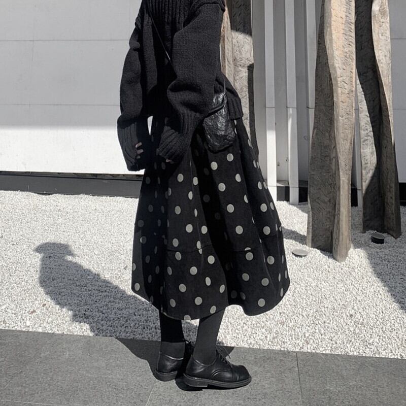 Corduroy Dot Balloon Skirt【TR3167】