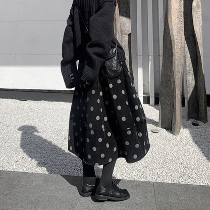 Corduroy Dot Balloon Skirt【TR3167】