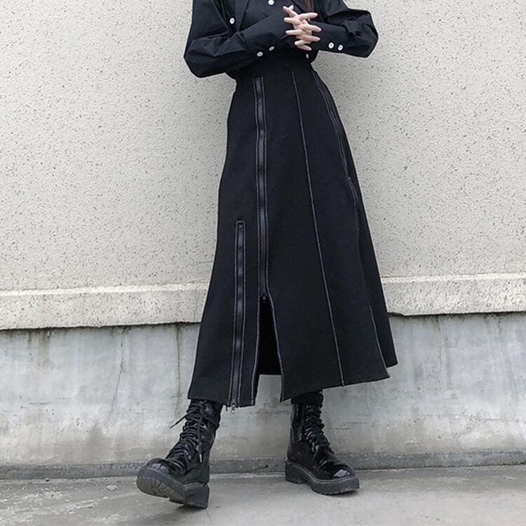 Long Nichi Fastener Skirt【TR1433】