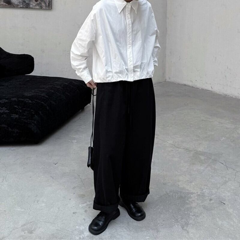 Crumply Simple Collared Shirt【TR3129】